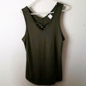 NoBo Olive Green Tank w/Strap & Ring Detail SZ XL 15-17